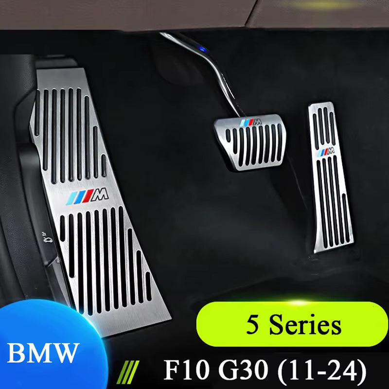 For 2011-2024  5 Series F10 F11 F07 G30 G31 Accelerator Brake Foot Rest Pedal Stainless Steel Anti-Slip Pads Car Accessories