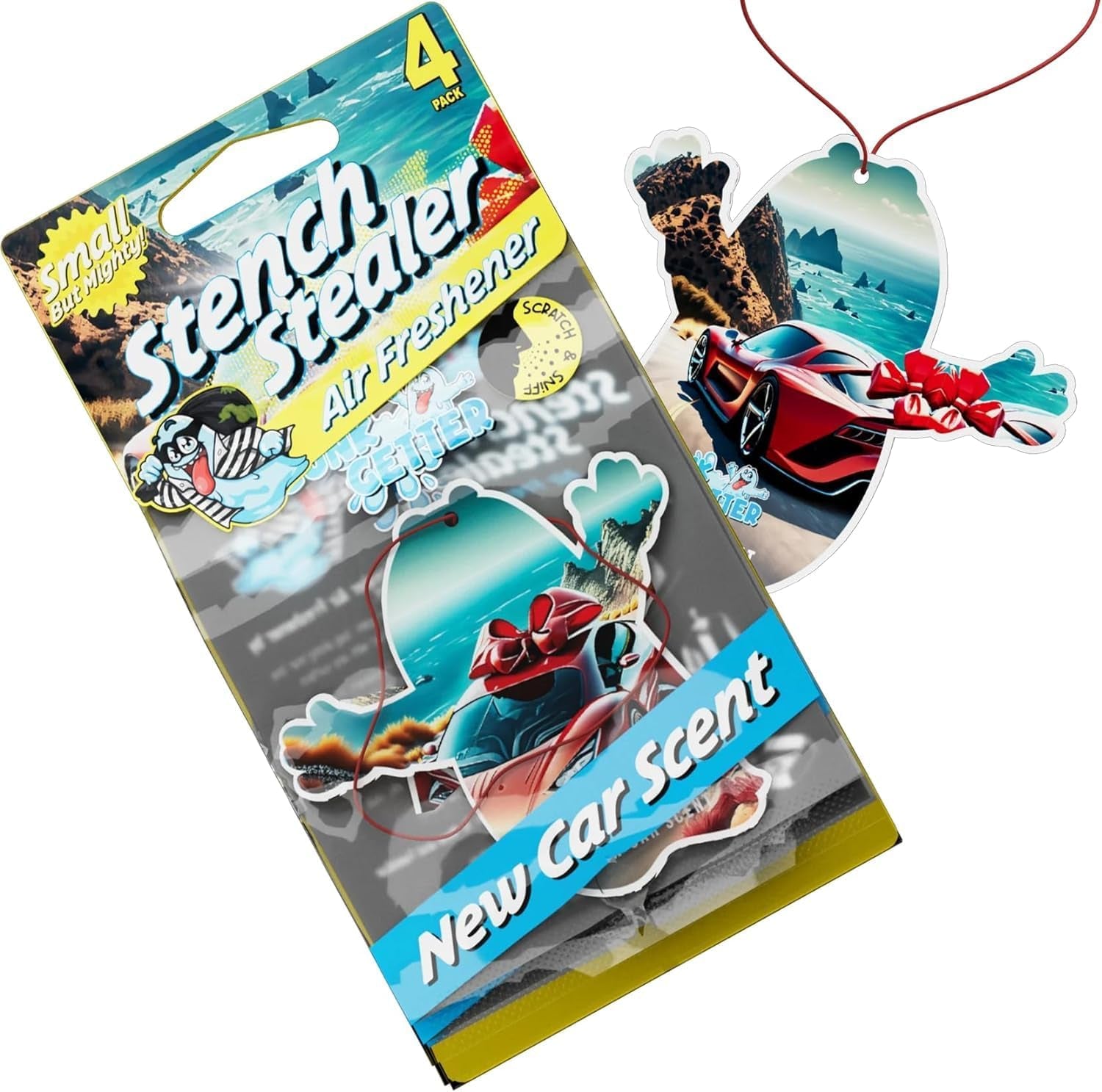 Gunk Getter Gel Pouch 3Oz plus Air Freshner (New Car Scent), 4 Pack