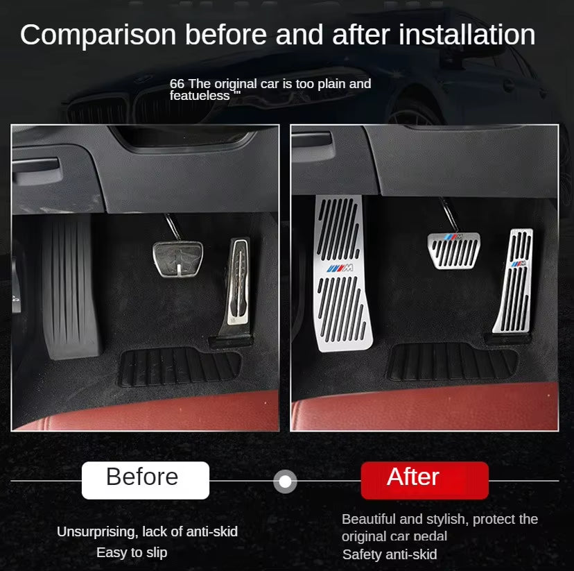 For 2011-2024  5 Series F10 F11 F07 G30 G31 Accelerator Brake Foot Rest Pedal Stainless Steel Anti-Slip Pads Car Accessories