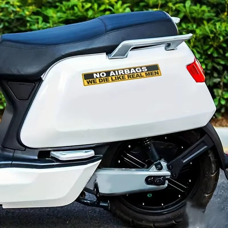 2Pcs Caution NO AIRBAGS We Die like Real Men Funny Car Sticker Decal Vehicle Warning Rule Sticker for Car Motorcycle Truck Bike