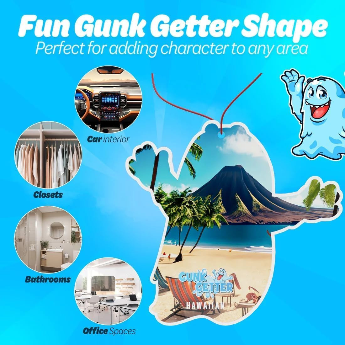 Gunk Getter Gel Pouch 3Oz plus Air Freshner (New Car Scent), 4 Pack