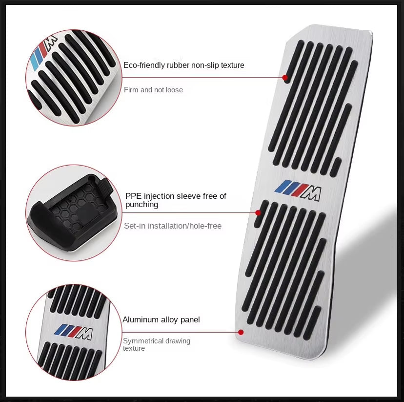 For 2011-2024  5 Series F10 F11 F07 G30 G31 Accelerator Brake Foot Rest Pedal Stainless Steel Anti-Slip Pads Car Accessories