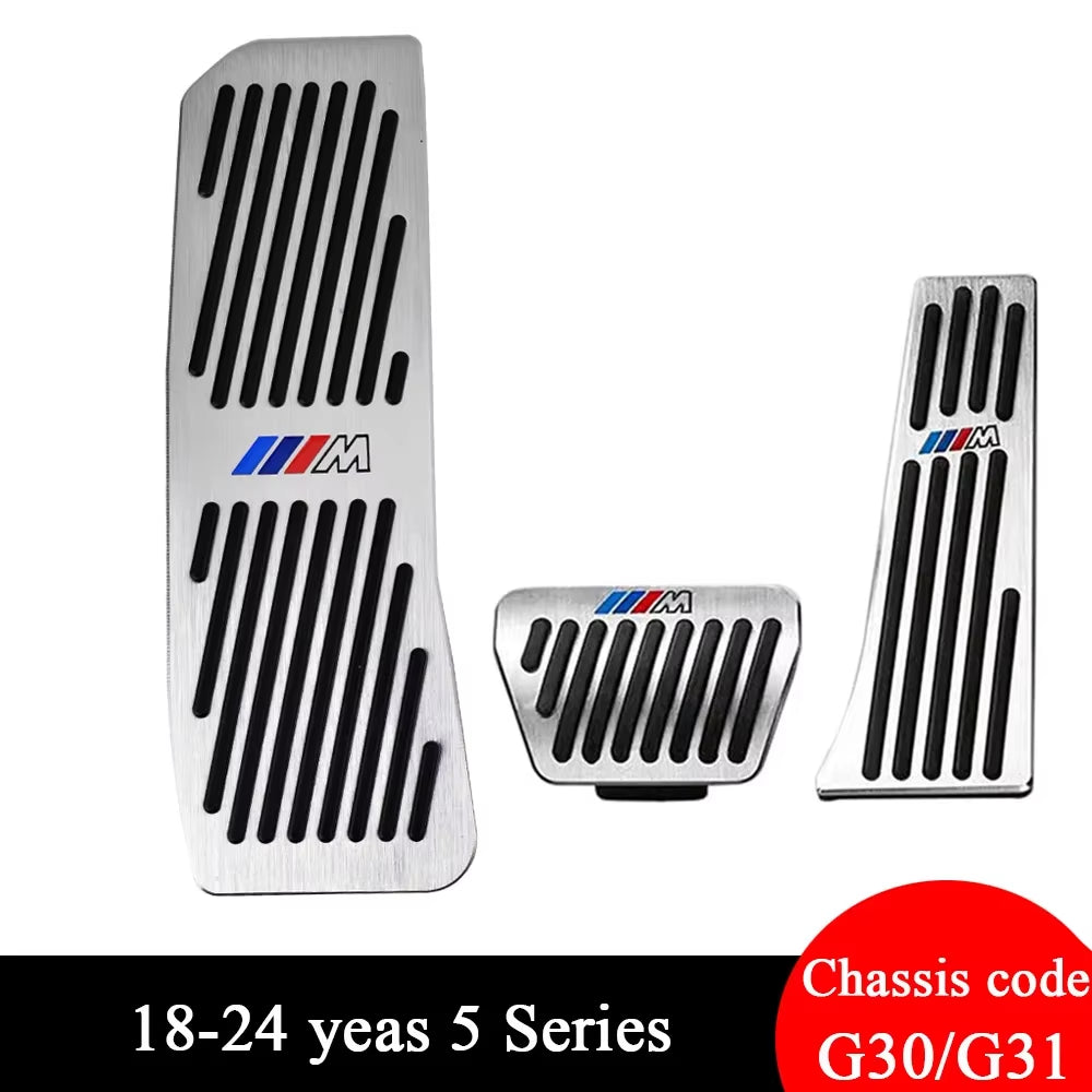 For 2011-2024  5 Series F10 F11 F07 G30 G31 Accelerator Brake Foot Rest Pedal Stainless Steel Anti-Slip Pads Car Accessories