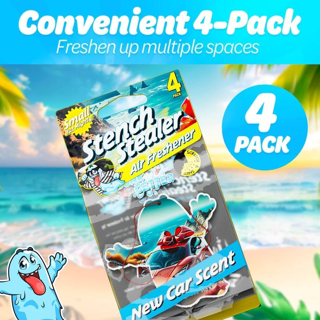 Gunk Getter Gel Pouch 3Oz plus Air Freshner (New Car Scent), 4 Pack