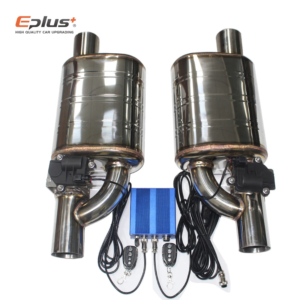 EPLUS Adjustable Electric Valve Control Exhaust System Kit - Universal Stainless Steel Silencer for 51/63/70/76mm Pipes