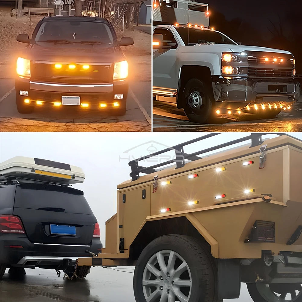 4Pcs Truck Grid Flash Side with IP65 Waterproof Ultra Thin 12LED Strobe Signal Alarm 12-24V Light Modification Tool Taillight