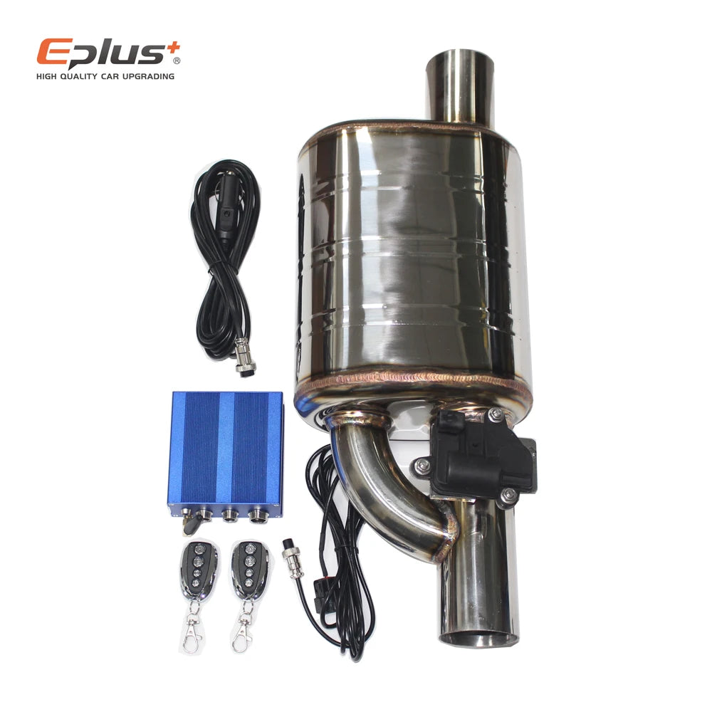 EPLUS Adjustable Electric Valve Control Exhaust System Kit - Universal Stainless Steel Silencer for 51/63/70/76mm Pipes