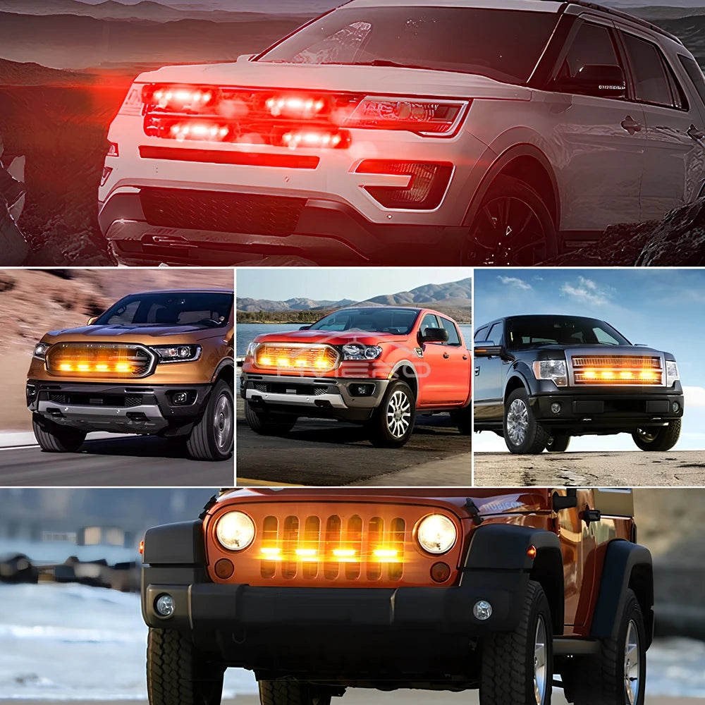 4Pcs Truck Grid Flash Side with IP65 Waterproof Ultra Thin 12LED Strobe Signal Alarm 12-24V Light Modification Tool Taillight